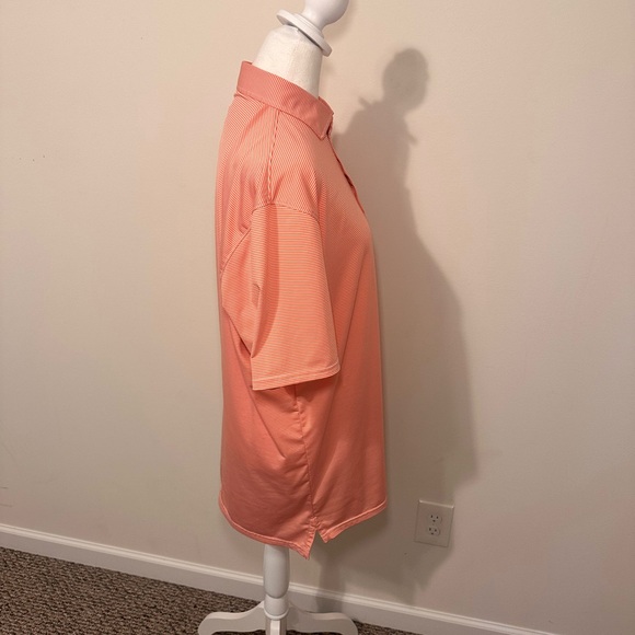 Holderness &  Bourne Men's Orange Striped Tailored Fit Polo Shirt Size L - Picture 4 of 6